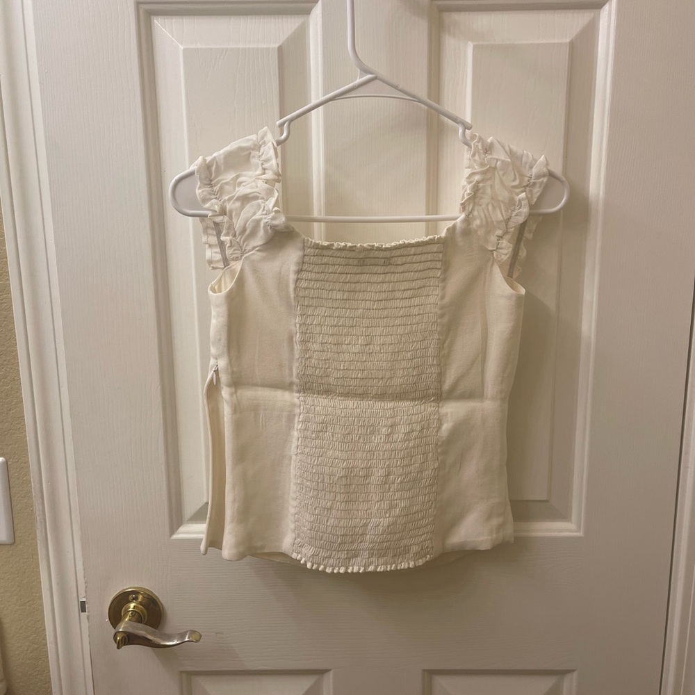 Reformation Cream Ruffled Blouse - Picture 4 of 4